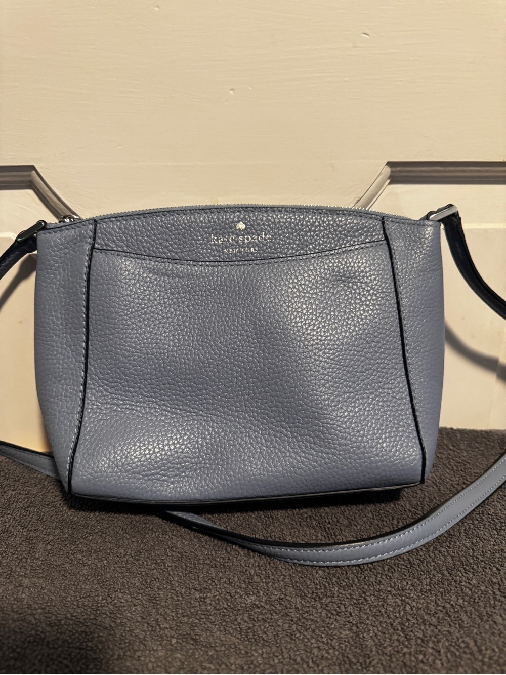 kate spade Dusty Blue Pebbled Leather Crossbody